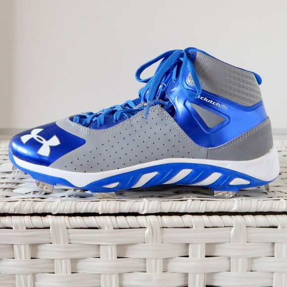 Under Armour Highlight MC Men's Blue Gray Lace-up Football Lacrosse Cleats 8.5 - Picture 2 of 16